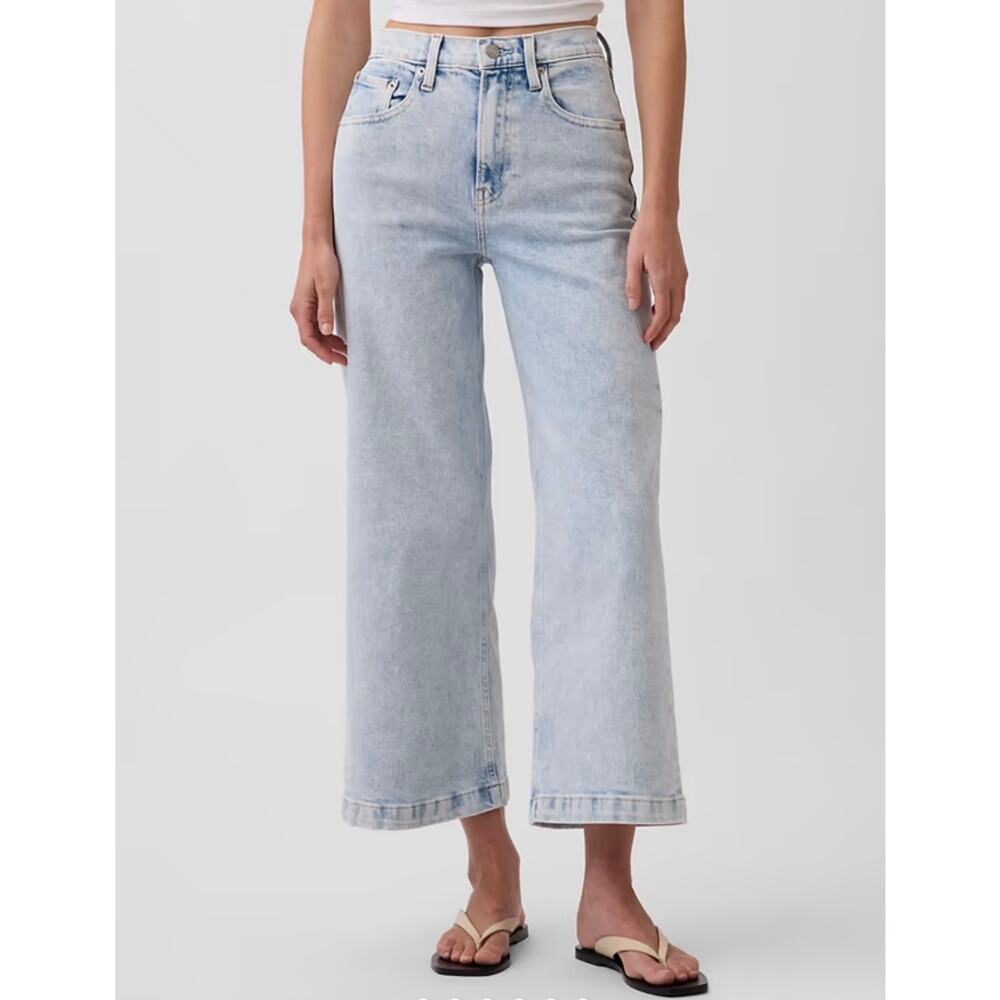 Gap High rise stride ankle wide leg light indigo
Acid wash jeans, size 16 Tall